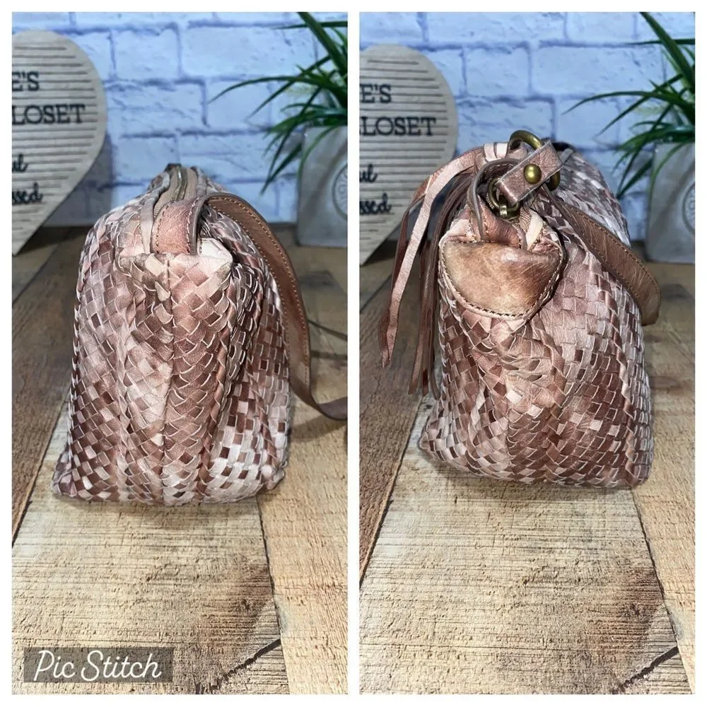 Hobo International Women's Leather Crossbody Bag Woven Tassel Fringe Brown